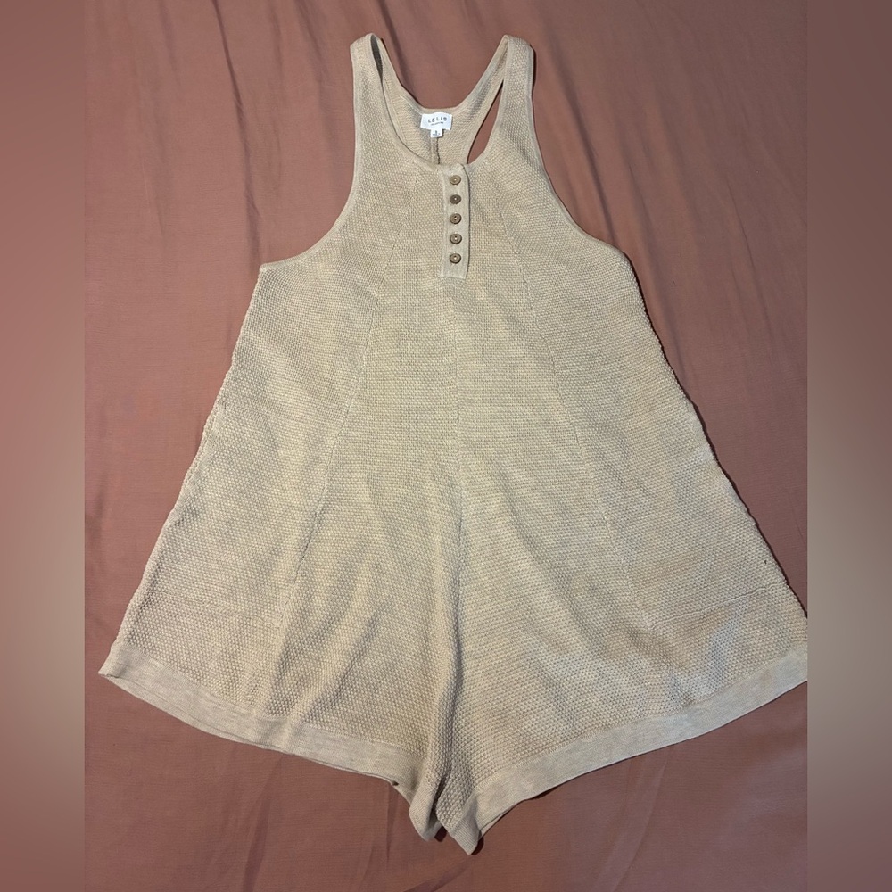 Le Lis Beige Waffle Knit Romper Small